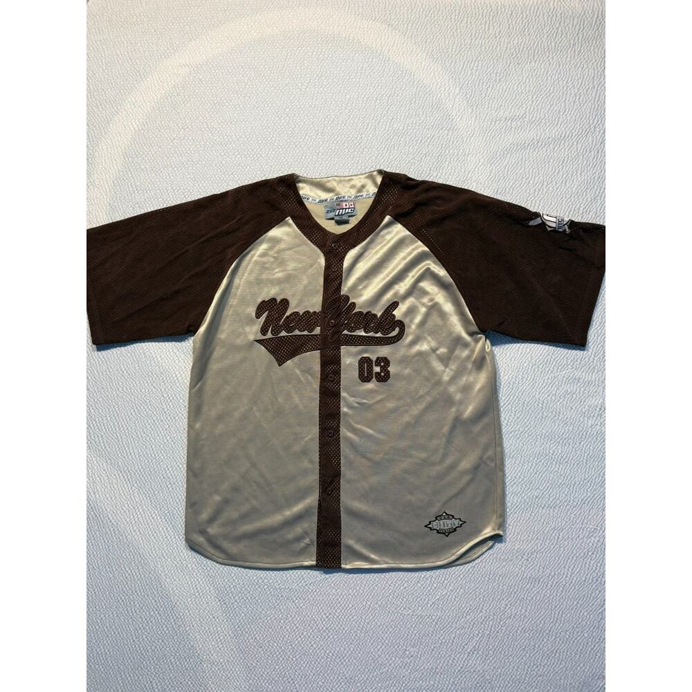 Vintage 212 NYC City Series USA Baseball Jersey Hip-Hop Y2K Brown Mens Size 2XL